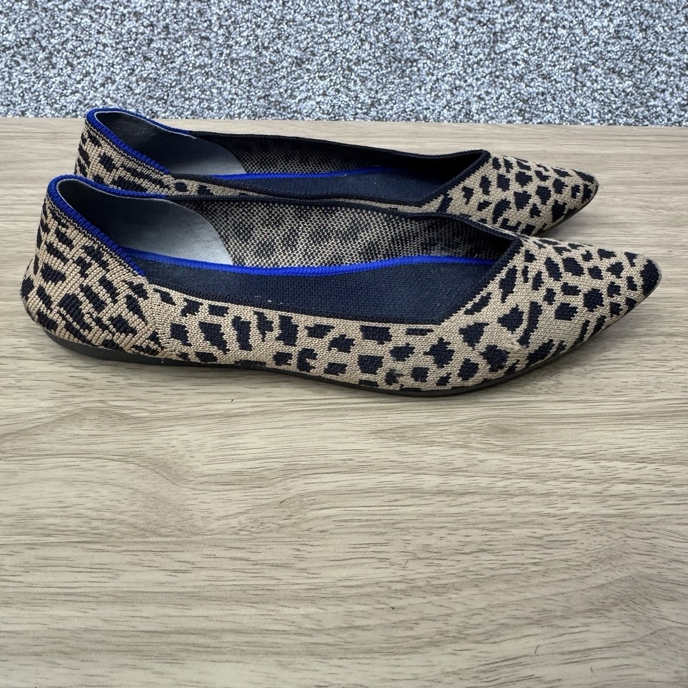 Rothys The Point Flats Women's‎ 9 Leopard Cheetah Big Cat Print Tan Black Brown - Picture 5 of 16